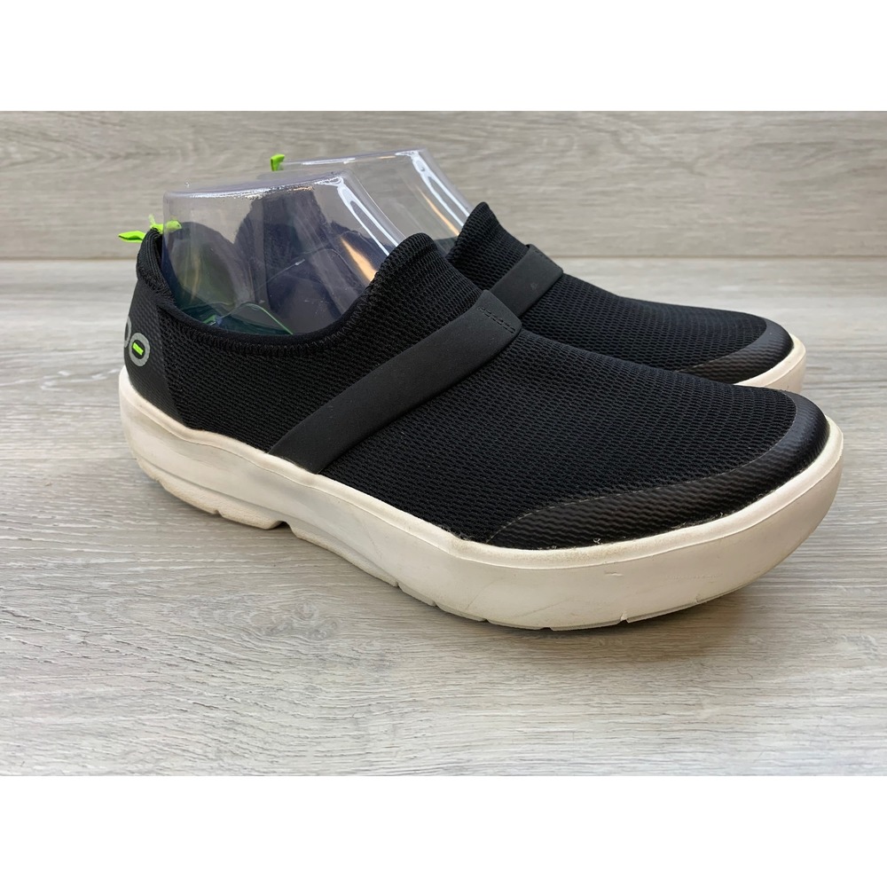 Oofos OOmg Women's Black White Mesh Recovery Slip On Sneaker 10 Comfort Shoes